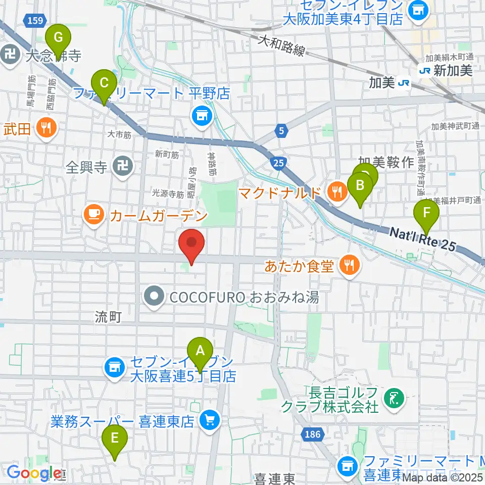 平野区民ホール周辺のホテル一覧地図