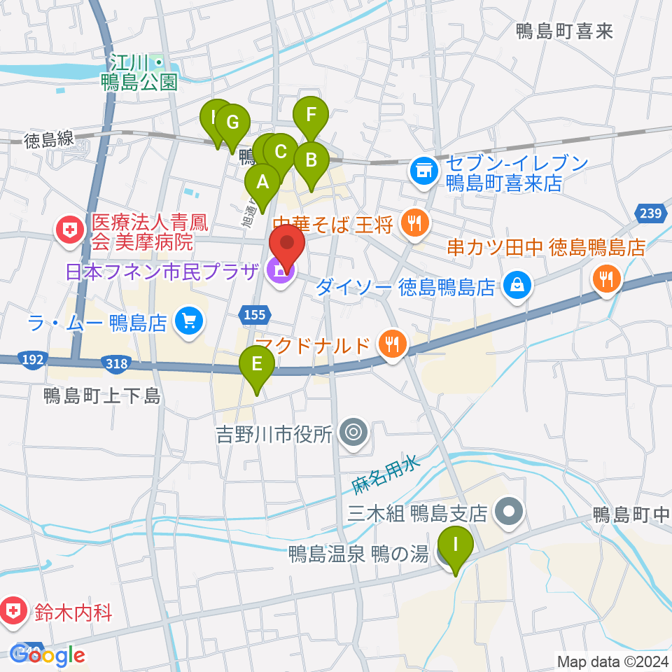 日本フネン市民プラザ周辺のホテル一覧地図