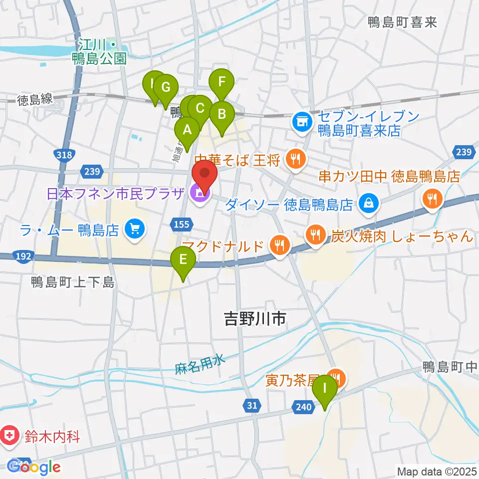 日本フネン市民プラザ周辺のホテル一覧地図
