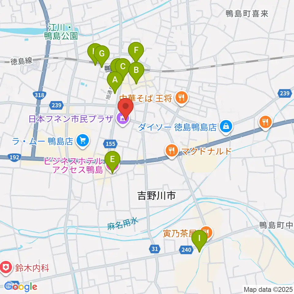 日本フネン市民プラザ周辺のホテル一覧地図