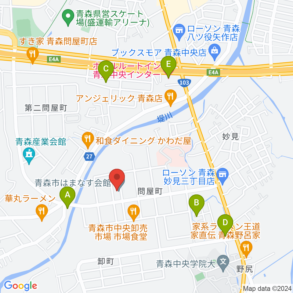 青森市はまなす会館周辺のホテル一覧地図