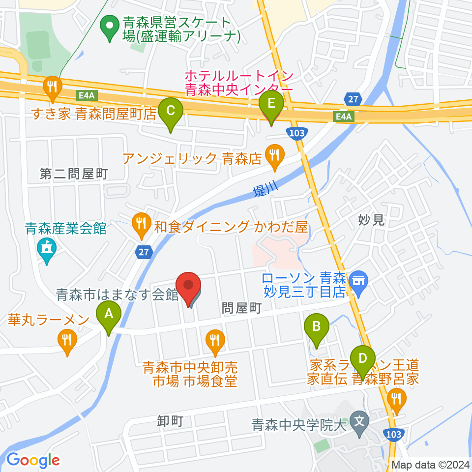 青森市はまなす会館周辺のホテル一覧地図