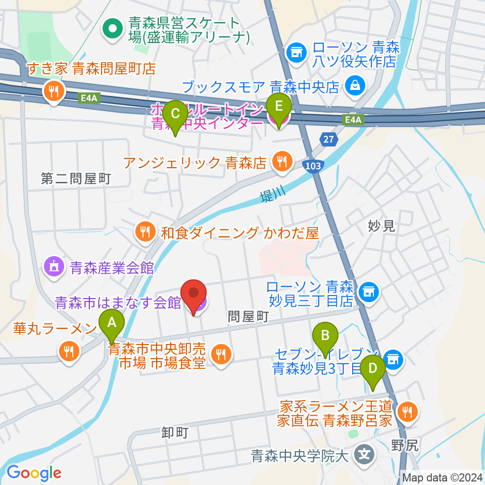 青森市はまなす会館周辺のホテル一覧地図