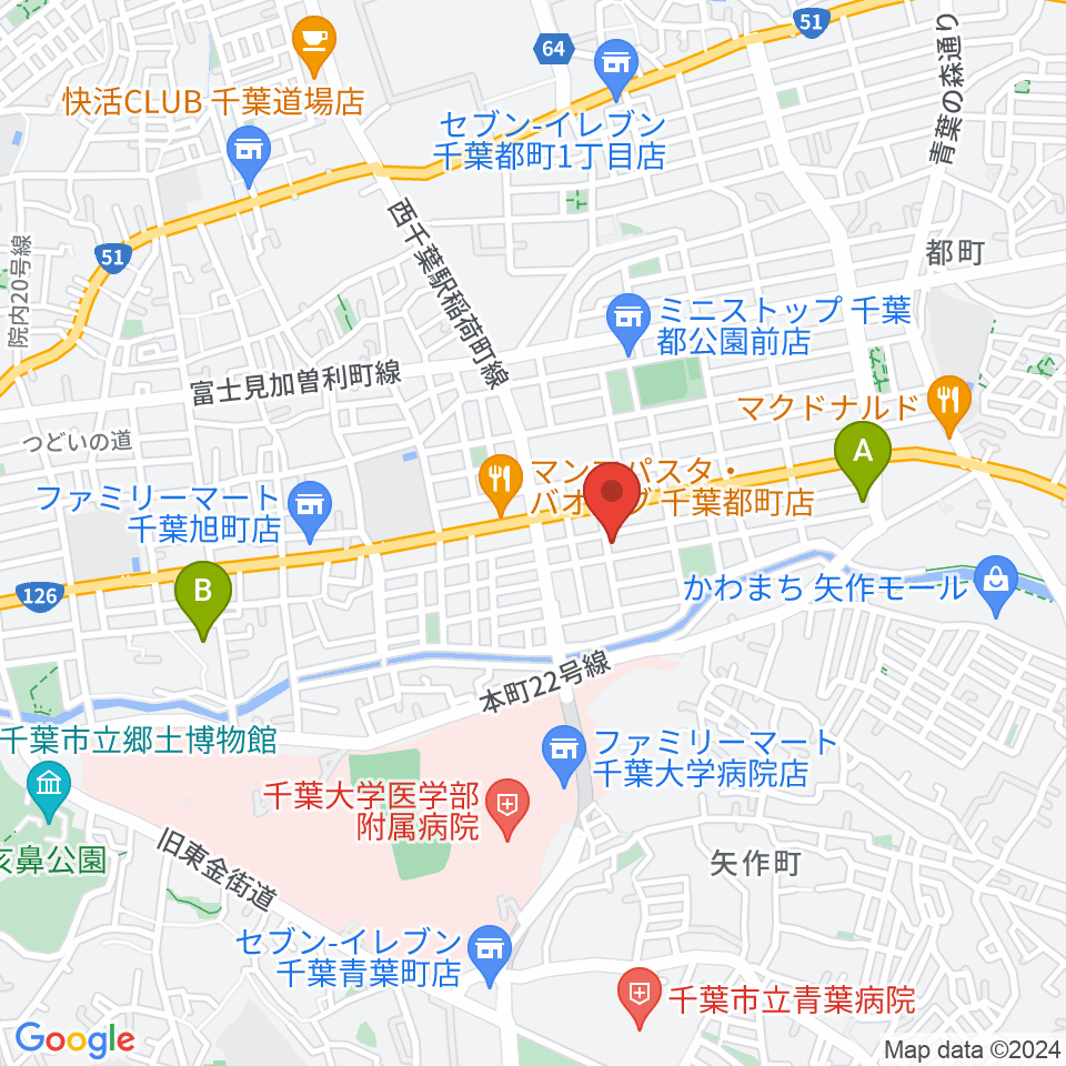 千葉2AWスクエア周辺のホテル一覧地図