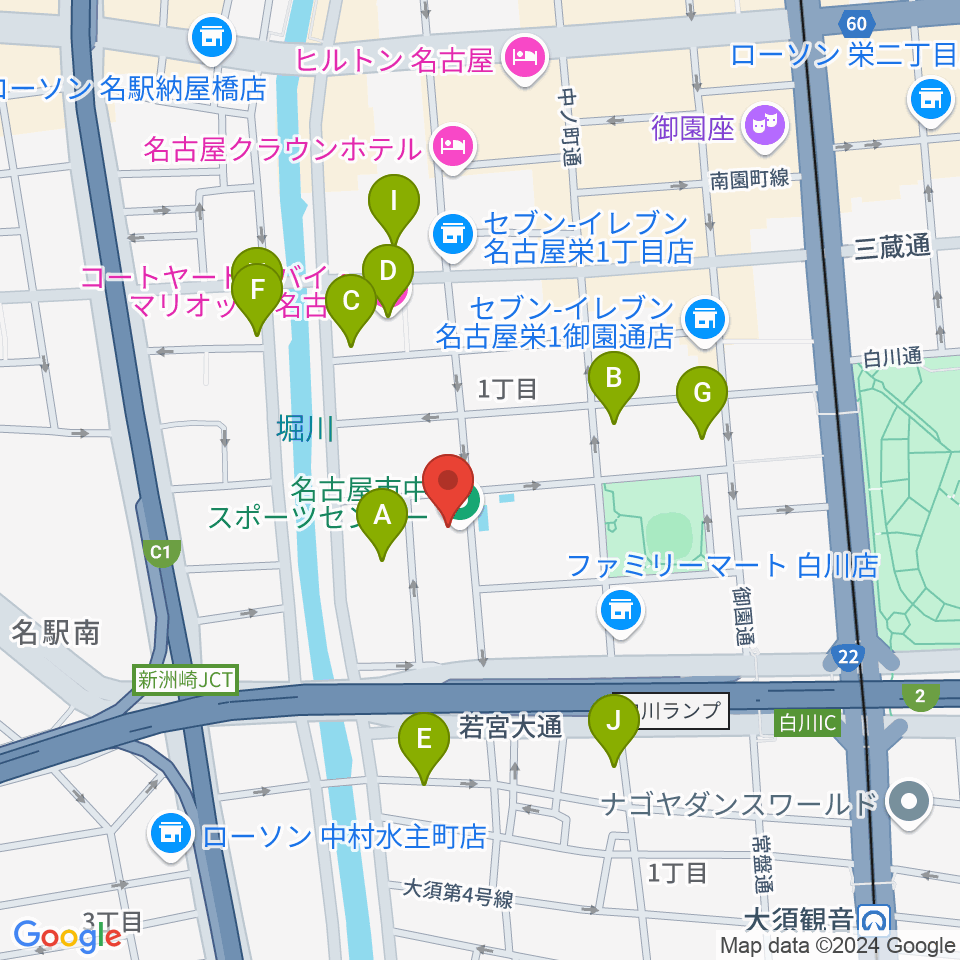 名古屋市中スポーツセンター周辺のホテル一覧地図