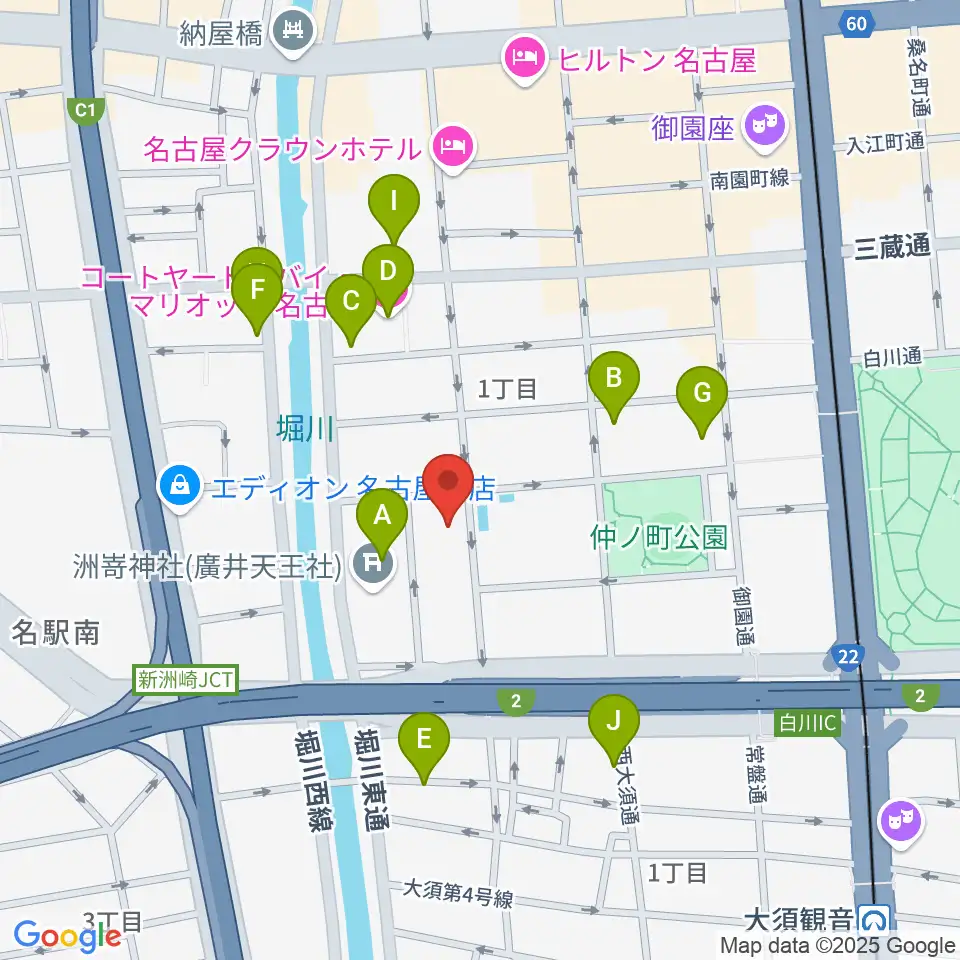 名古屋市中スポーツセンター周辺のホテル一覧地図