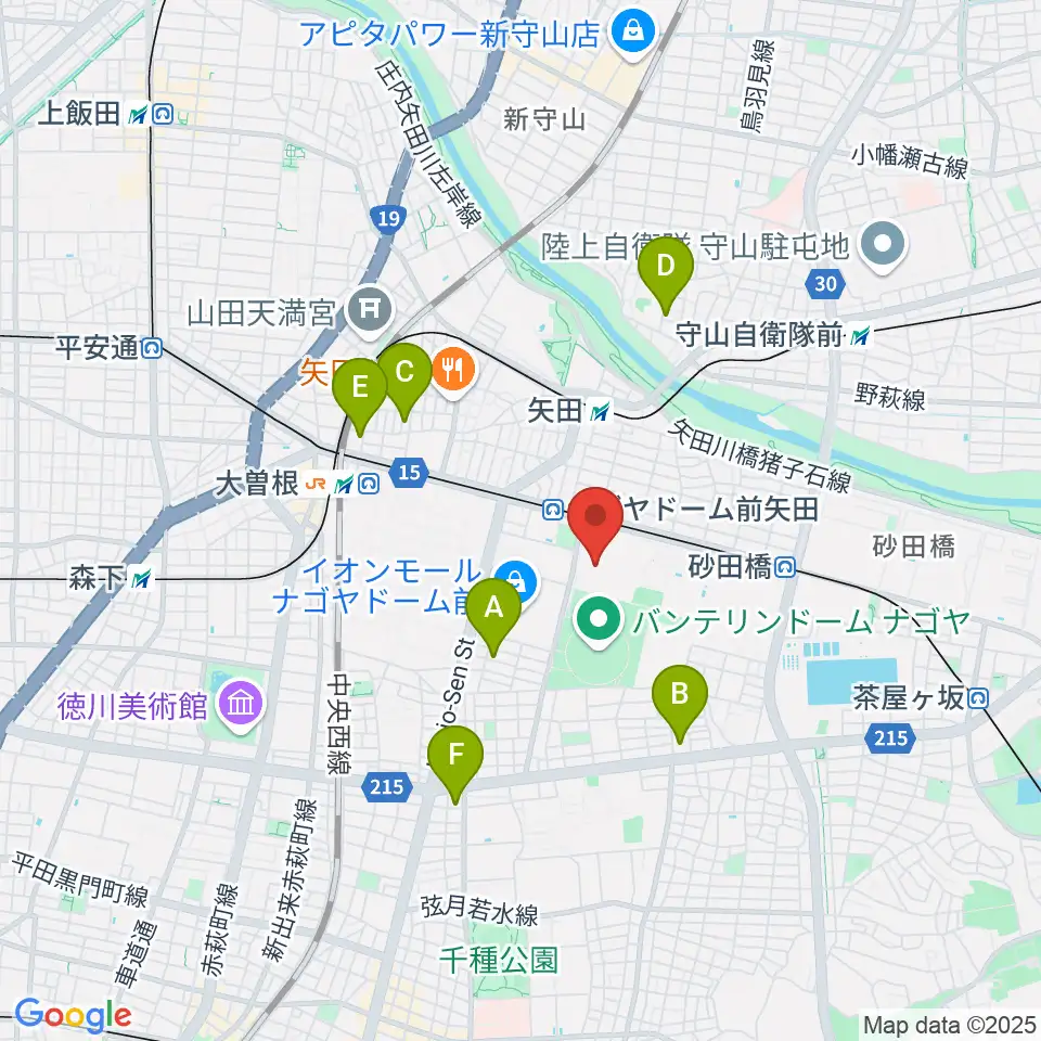 名古屋市東スポーツセンター周辺のホテル一覧地図