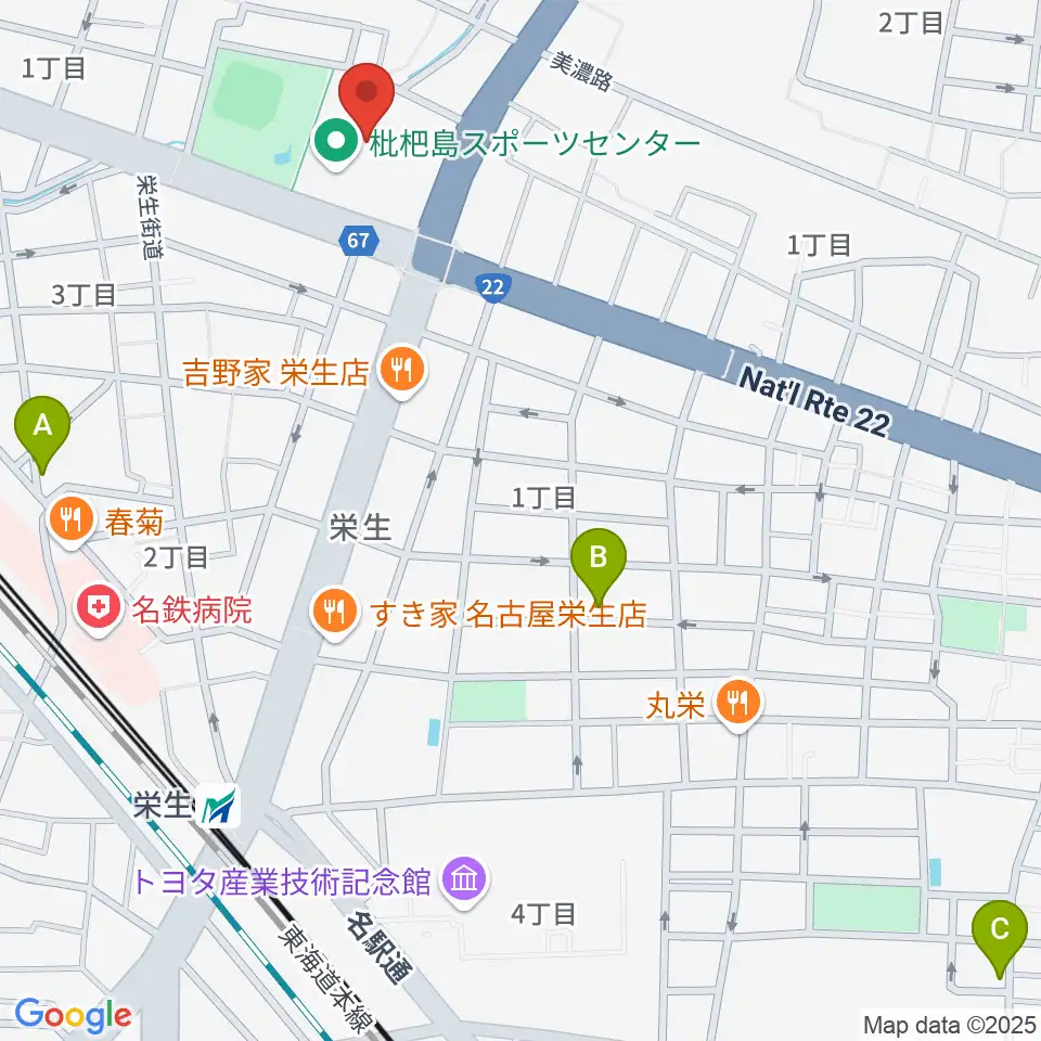 枇杷島スポーツセンター周辺のホテル一覧地図