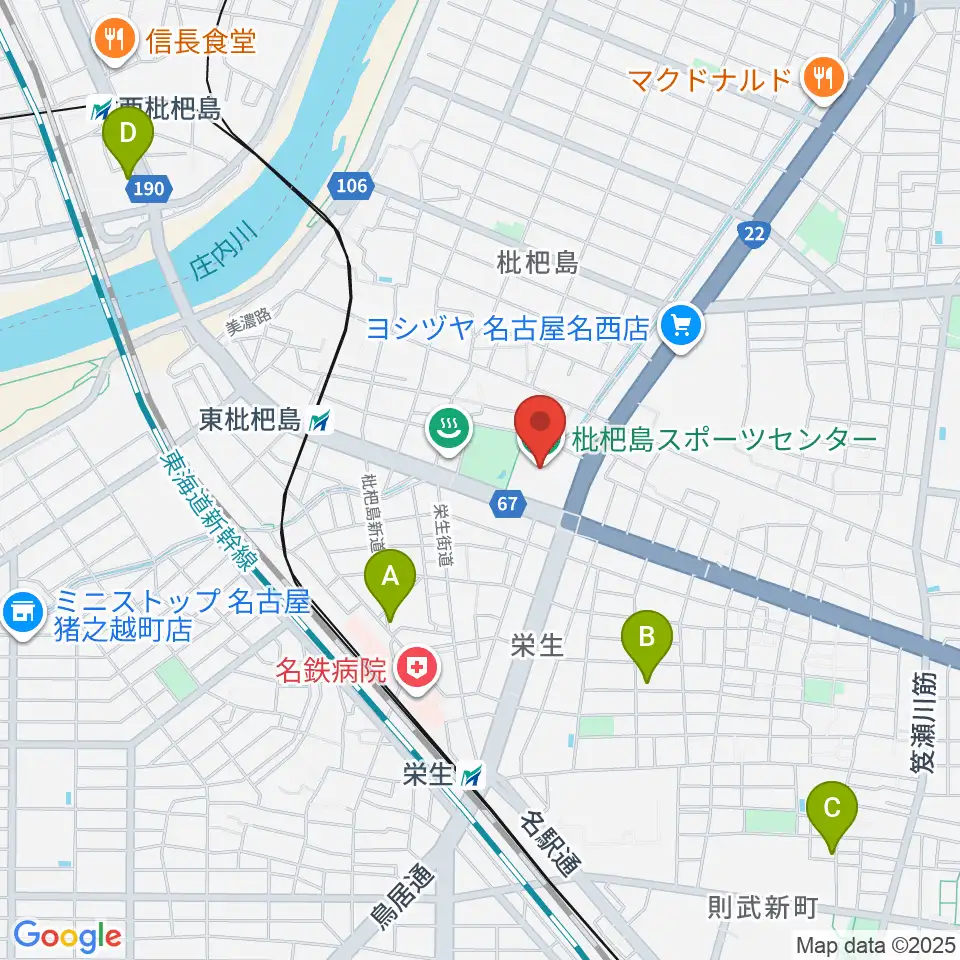 枇杷島スポーツセンター周辺のホテル一覧地図