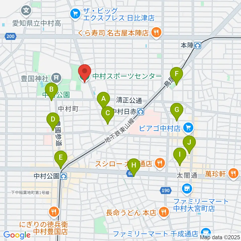名古屋市中村スポーツセンター周辺のホテル一覧地図