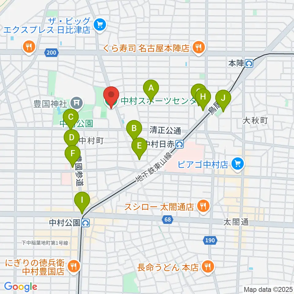 名古屋市中村スポーツセンター周辺のホテル一覧地図
