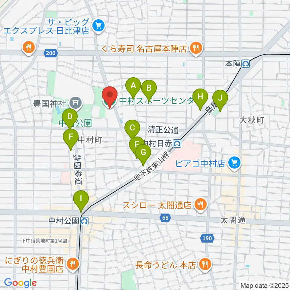 名古屋市中村スポーツセンター周辺のホテル一覧地図