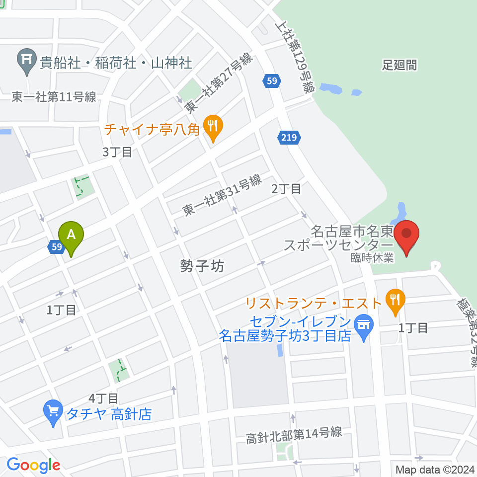 名古屋市名東スポーツセンター周辺のホテル一覧地図