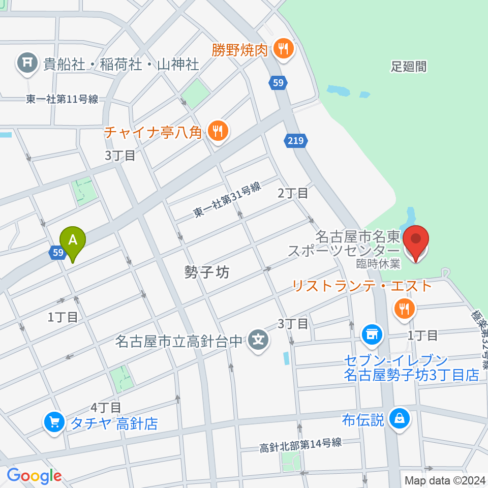 名古屋市名東スポーツセンター周辺のホテル一覧地図