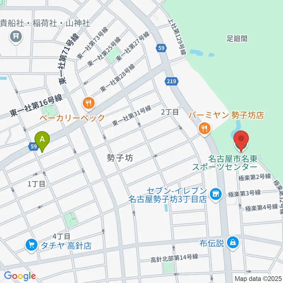名古屋市名東スポーツセンター周辺のホテル一覧地図