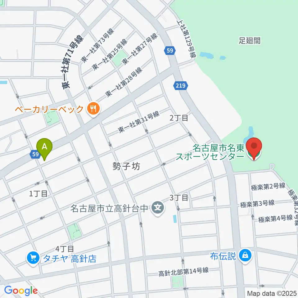 名古屋市名東スポーツセンター周辺のホテル一覧地図