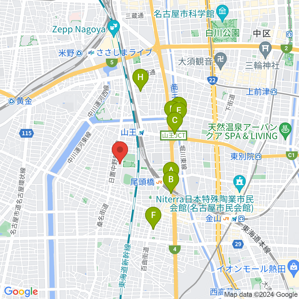 名古屋市露橋スポーツセンター周辺のホテル一覧地図