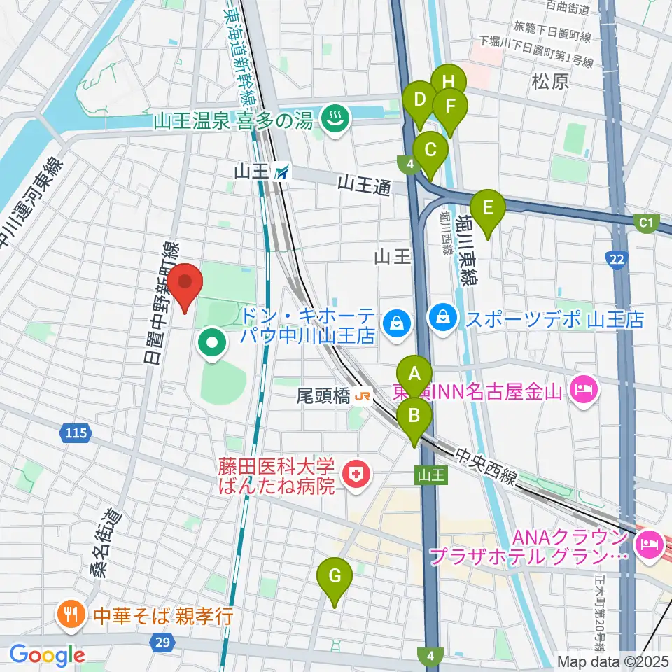 名古屋市露橋スポーツセンター周辺のホテル一覧地図