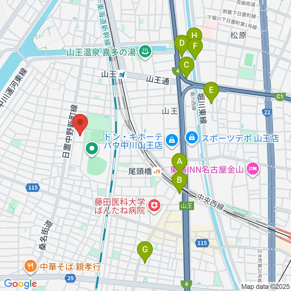 名古屋市露橋スポーツセンター周辺のホテル一覧地図