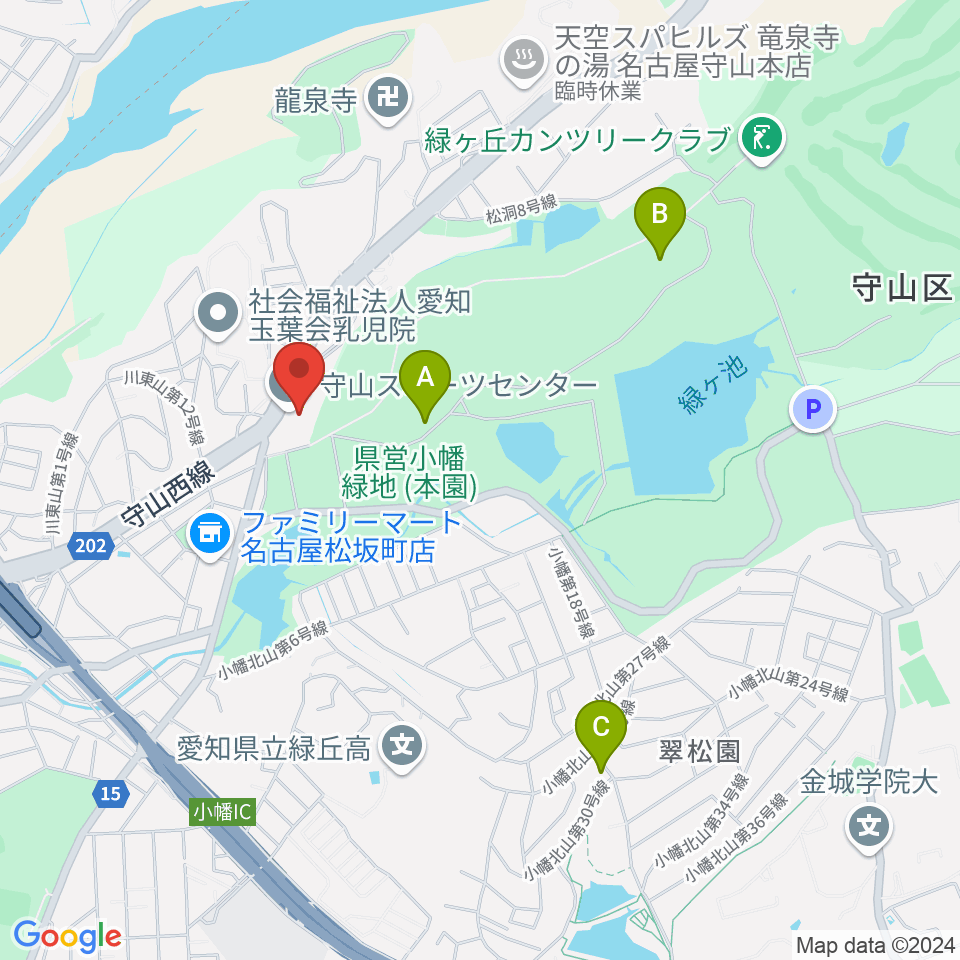 守山スポーツセンター周辺のホテル一覧地図