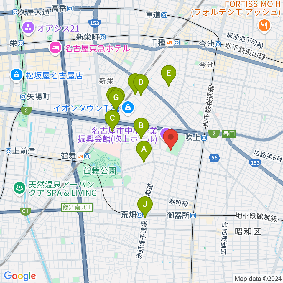 名古屋市昭和スポーツセンター周辺のホテル一覧地図