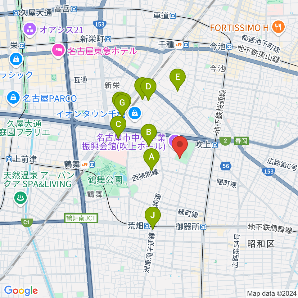 名古屋市昭和スポーツセンター周辺のホテル一覧地図