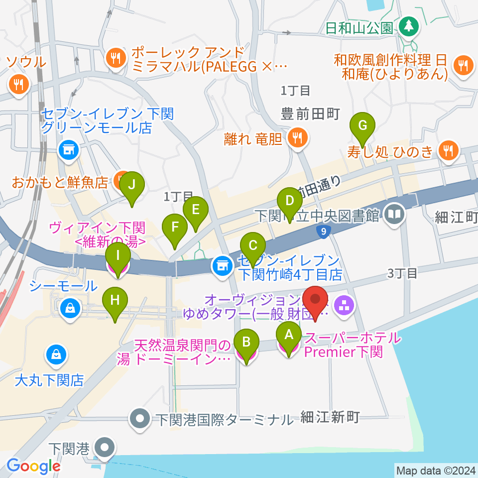 海峡メッセ下関周辺のホテル一覧地図