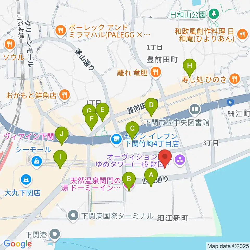 海峡メッセ下関周辺のホテル一覧地図