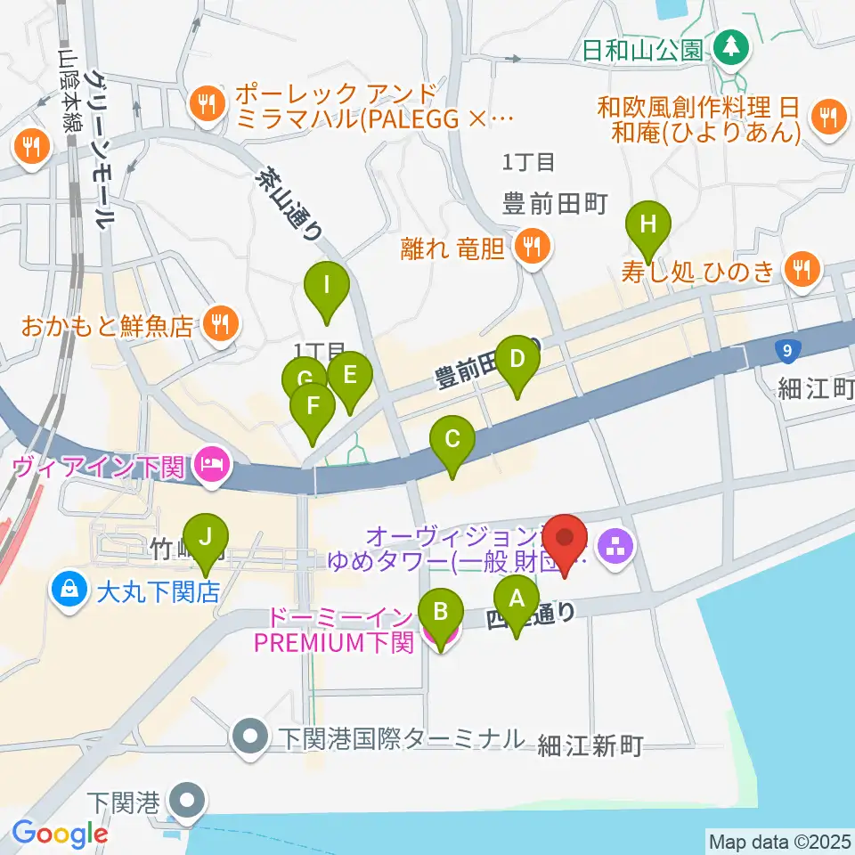 海峡メッセ下関周辺のホテル一覧地図