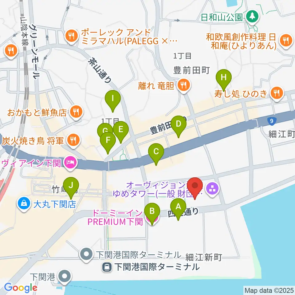 海峡メッセ下関周辺のホテル一覧地図