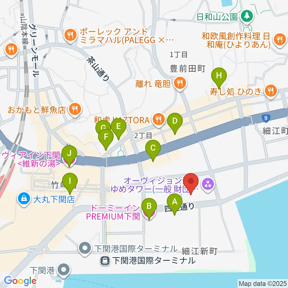 海峡メッセ下関周辺のホテル一覧地図