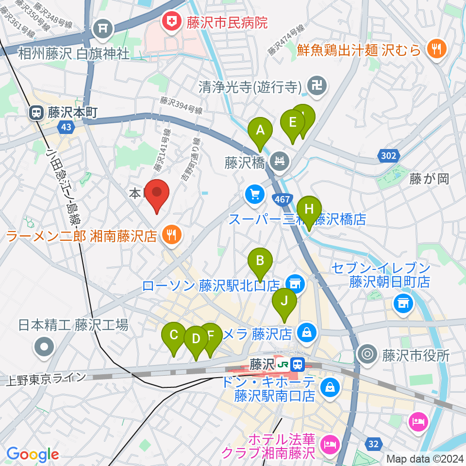 Fプレイス周辺のホテル一覧地図