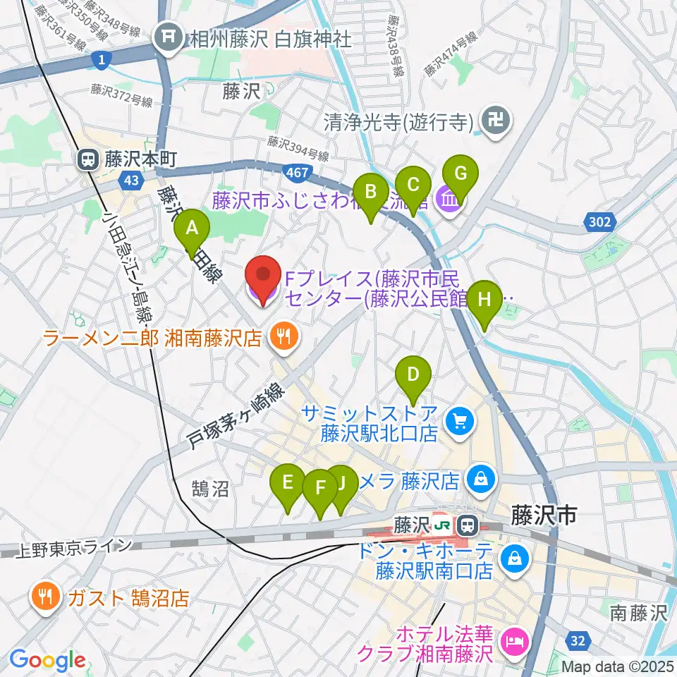 Fプレイス周辺のホテル一覧地図