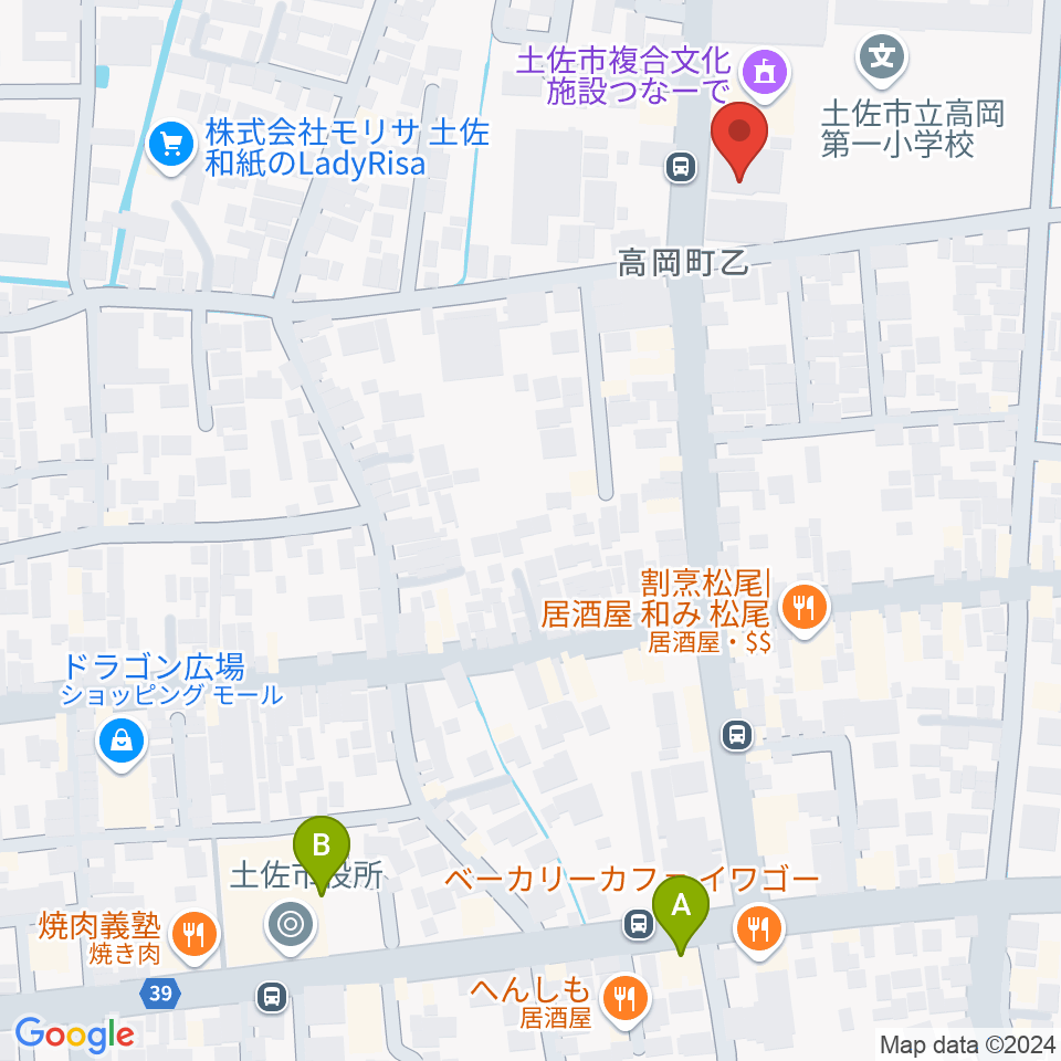 土佐市複合文化施設つなーで周辺のホテル一覧地図