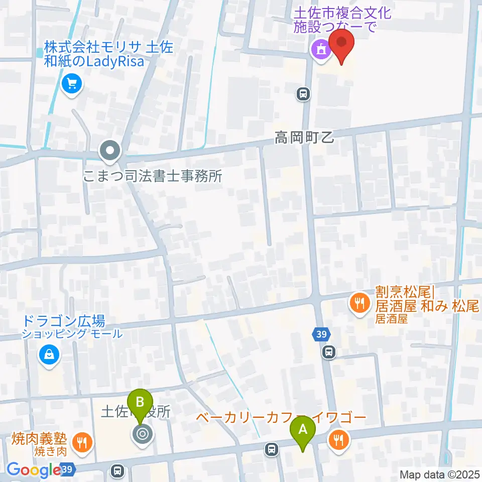 土佐市複合文化施設つなーで周辺のホテル一覧地図