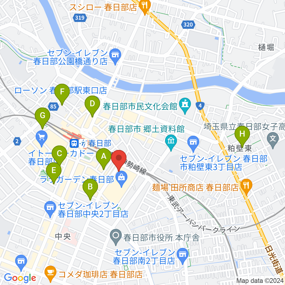 春日部ふれあいキューブ周辺のホテル一覧地図