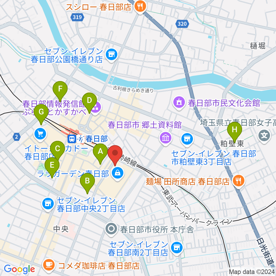 春日部ふれあいキューブ周辺のホテル一覧地図