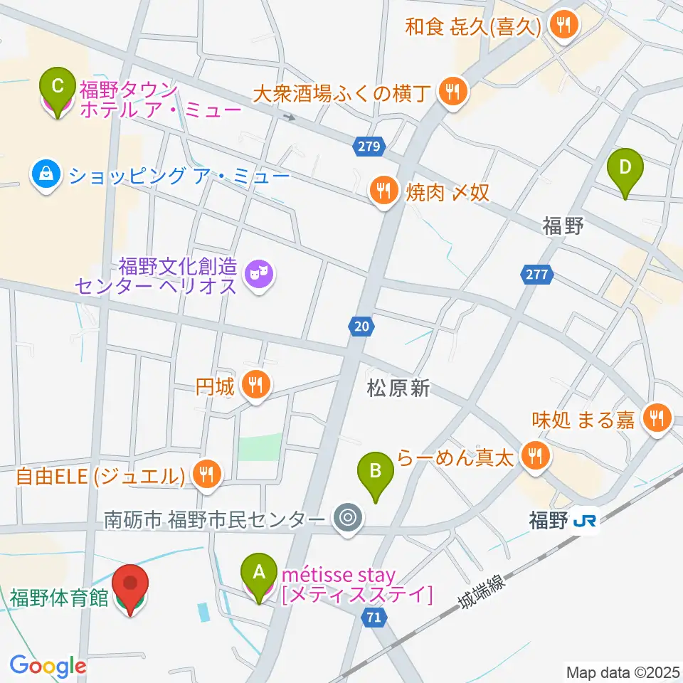 南砺市福野体育館周辺のホテル一覧地図