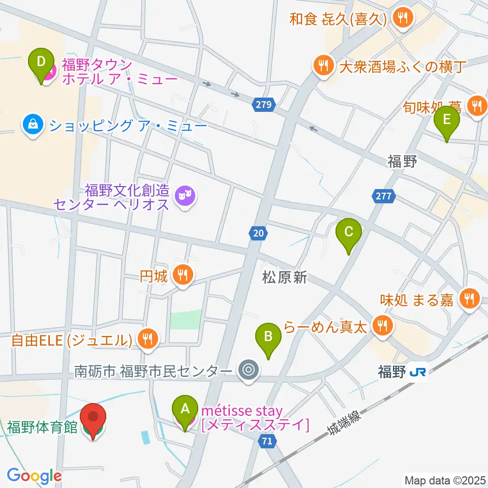 南砺市福野体育館周辺のホテル一覧地図