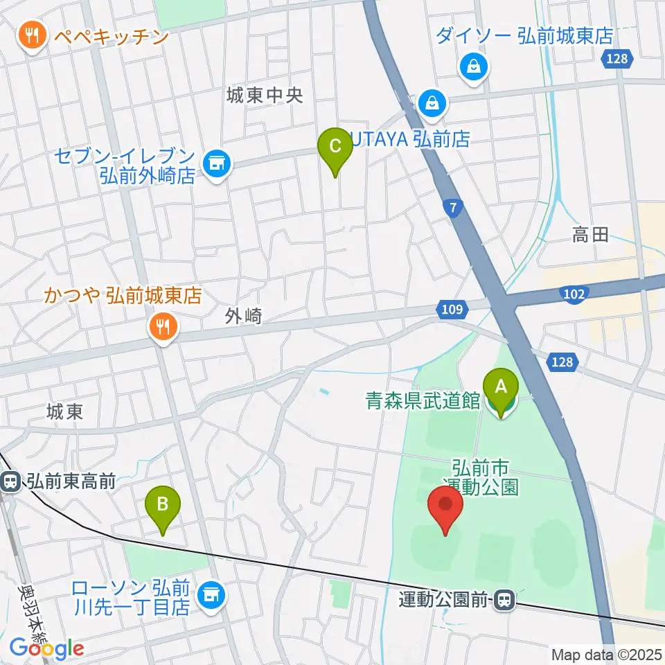 弘前市運動公園野球場 はるか夢球場周辺のホテル一覧地図