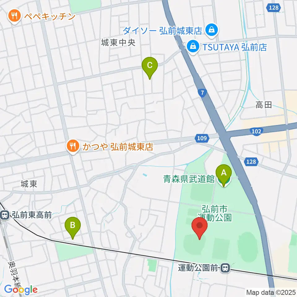 弘前市運動公園野球場周辺のホテル一覧地図