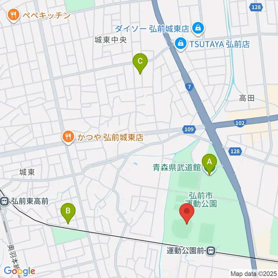 弘前市運動公園野球場周辺のホテル一覧地図