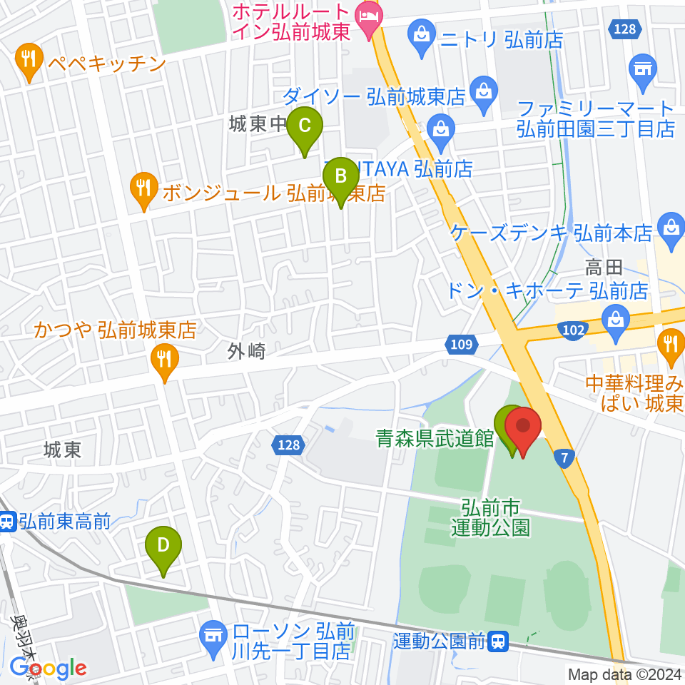 青森県武道館周辺のホテル一覧地図