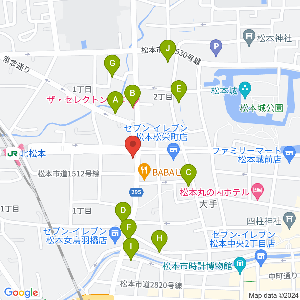 日本ヴァイオリン松本店周辺のホテル一覧地図