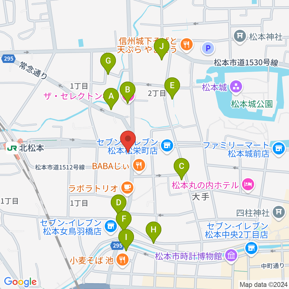 日本ヴァイオリン松本店周辺のホテル一覧地図