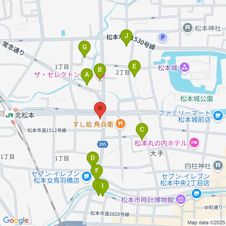 日本ヴァイオリン松本店周辺のホテル一覧地図
