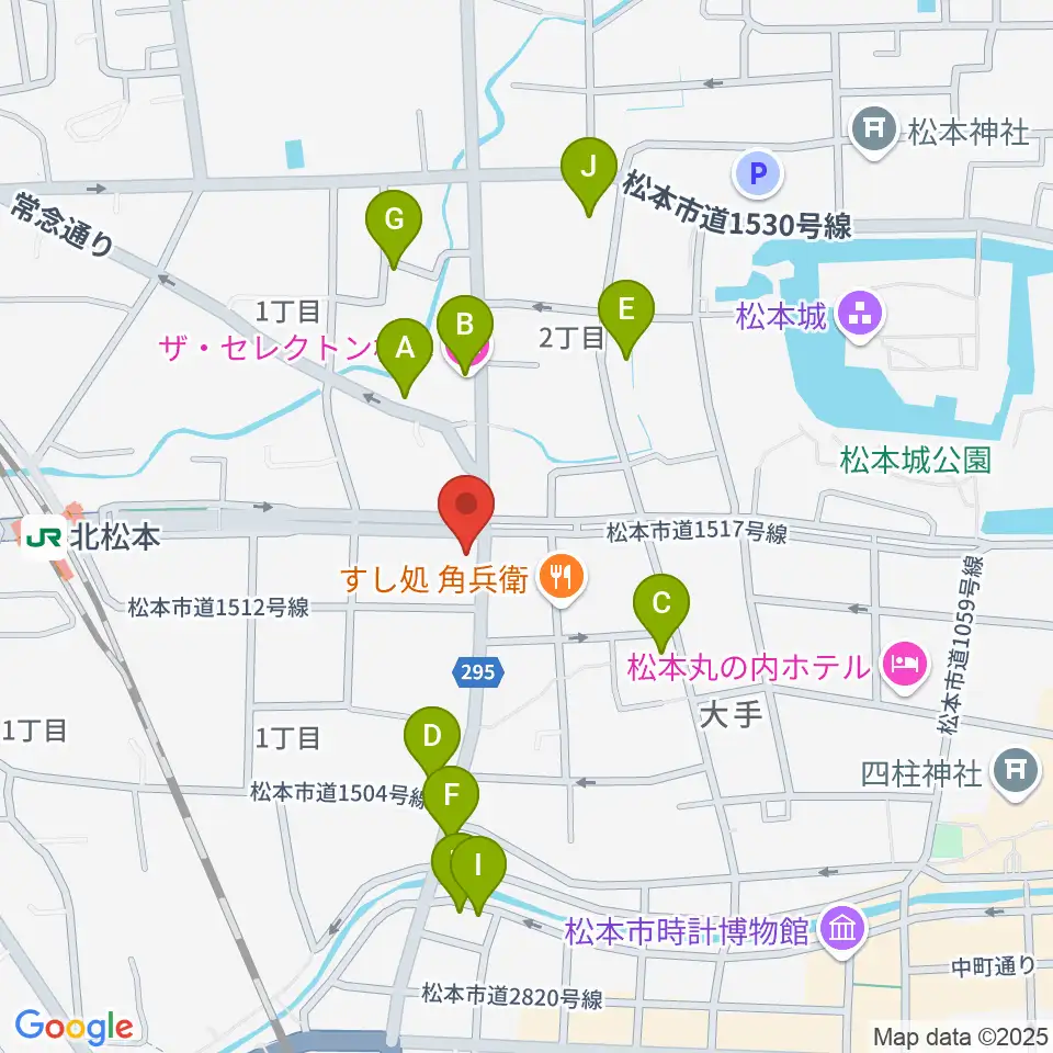 日本ヴァイオリン松本店周辺のホテル一覧地図