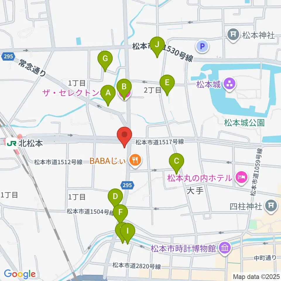 日本ヴァイオリン松本店周辺のホテル一覧地図