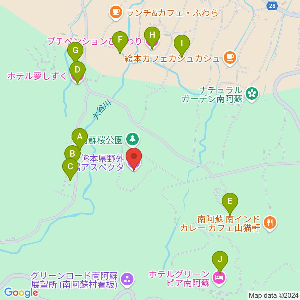 熊本県野外劇場アスペクタ周辺のホテル一覧地図