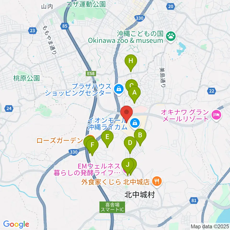 島村楽器 イオンモール沖縄ライカム店周辺のホテル一覧地図